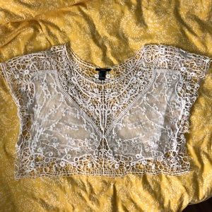 Open lace crop top